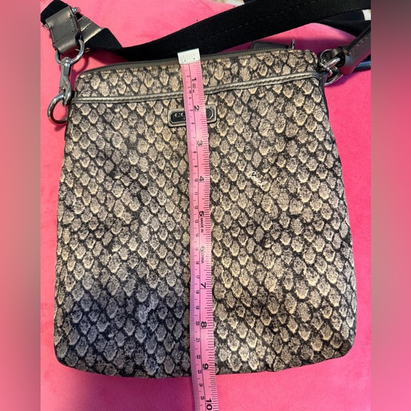 Coach Snake Animal Print Crossbody Nylon Bag with Grey Strap - Picture 6 of 12